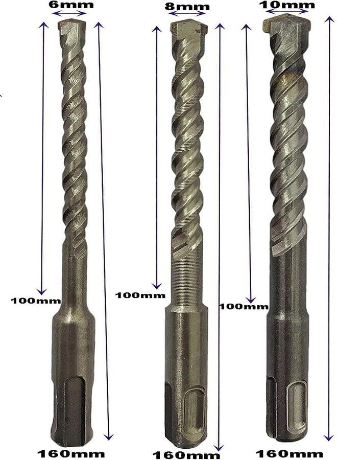 Inditrust إزميل إنديترست SDS-Plus مسطح ومدبب 14×250 مم مع رؤوس حفر للبناء 6/8/10 مم × 160 مم، وظرف حفر 1/2 بوصة، ومحول SDS بسعة 1.5-13 مم - Image 4